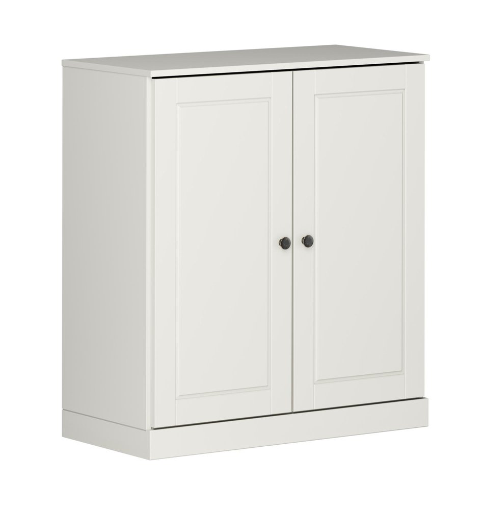 32" Off White Solid Wood Double Door Linen Cabinet HomeRoots