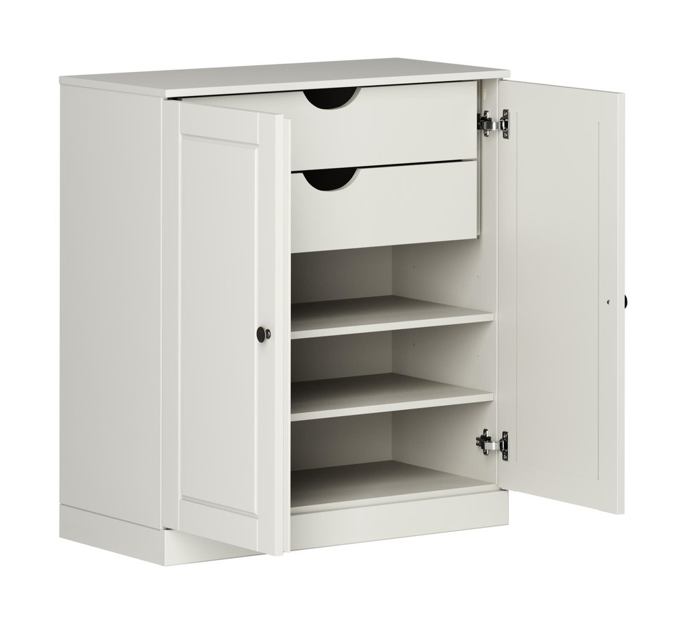 32" Off White Solid Wood Double Door Linen Cabinet — view 2