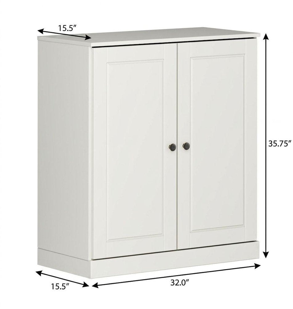 32" Off White Solid Wood Double Door Linen Cabinet HomeRoots