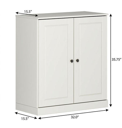 32" Off White Solid Wood Double Door Linen Cabinet HomeRoots