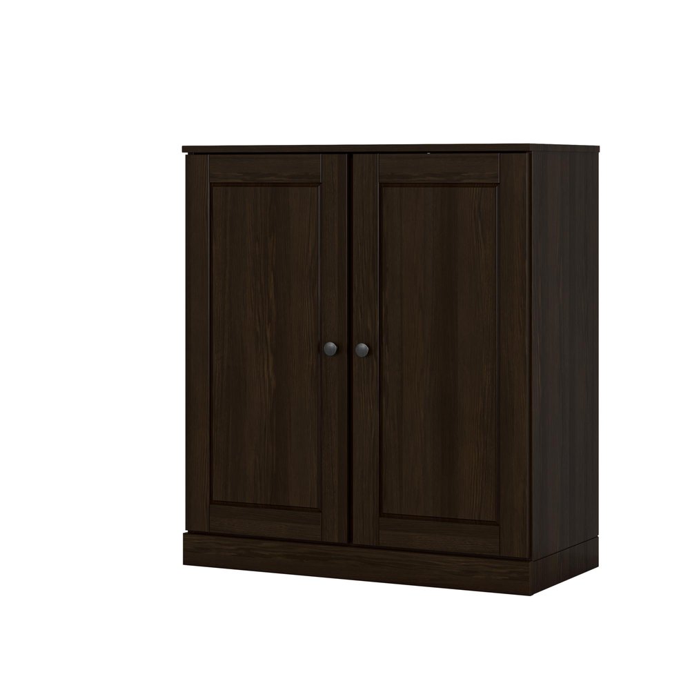 32" Espresso Solid Wood Double Door Linen Cabinet HomeRoots