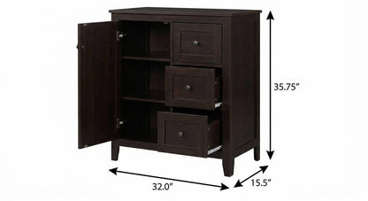 32" Espresso Solid Wood Double Door Linen Cabinet HomeRoots