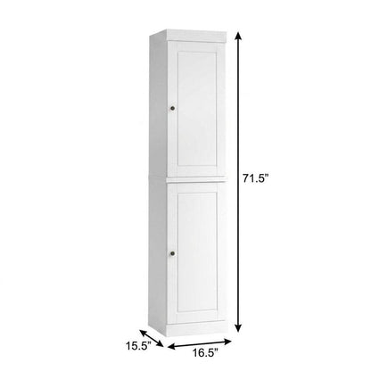 17" White Solid Wood Double Door Linen Cabinet HomeRoots