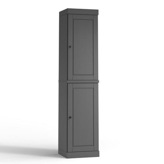 17" Gray Solid Wood Double Door Linen Cabinet