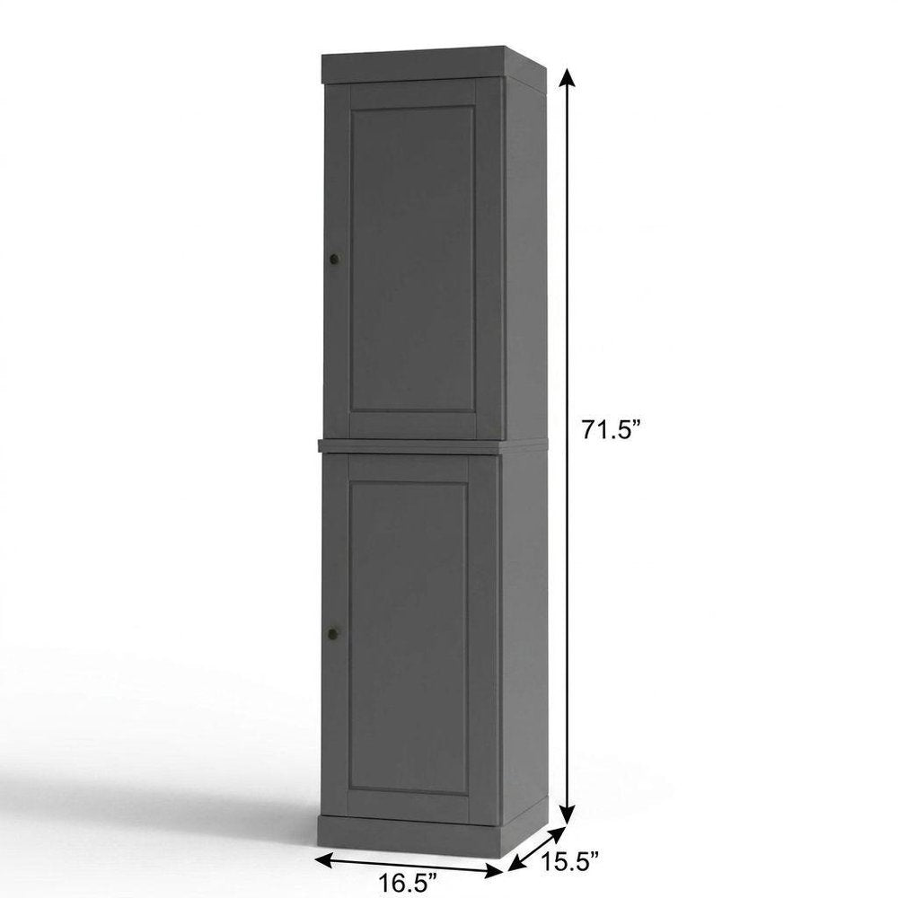 17" Gray Solid Wood Double Door Linen Cabinet HomeRoots