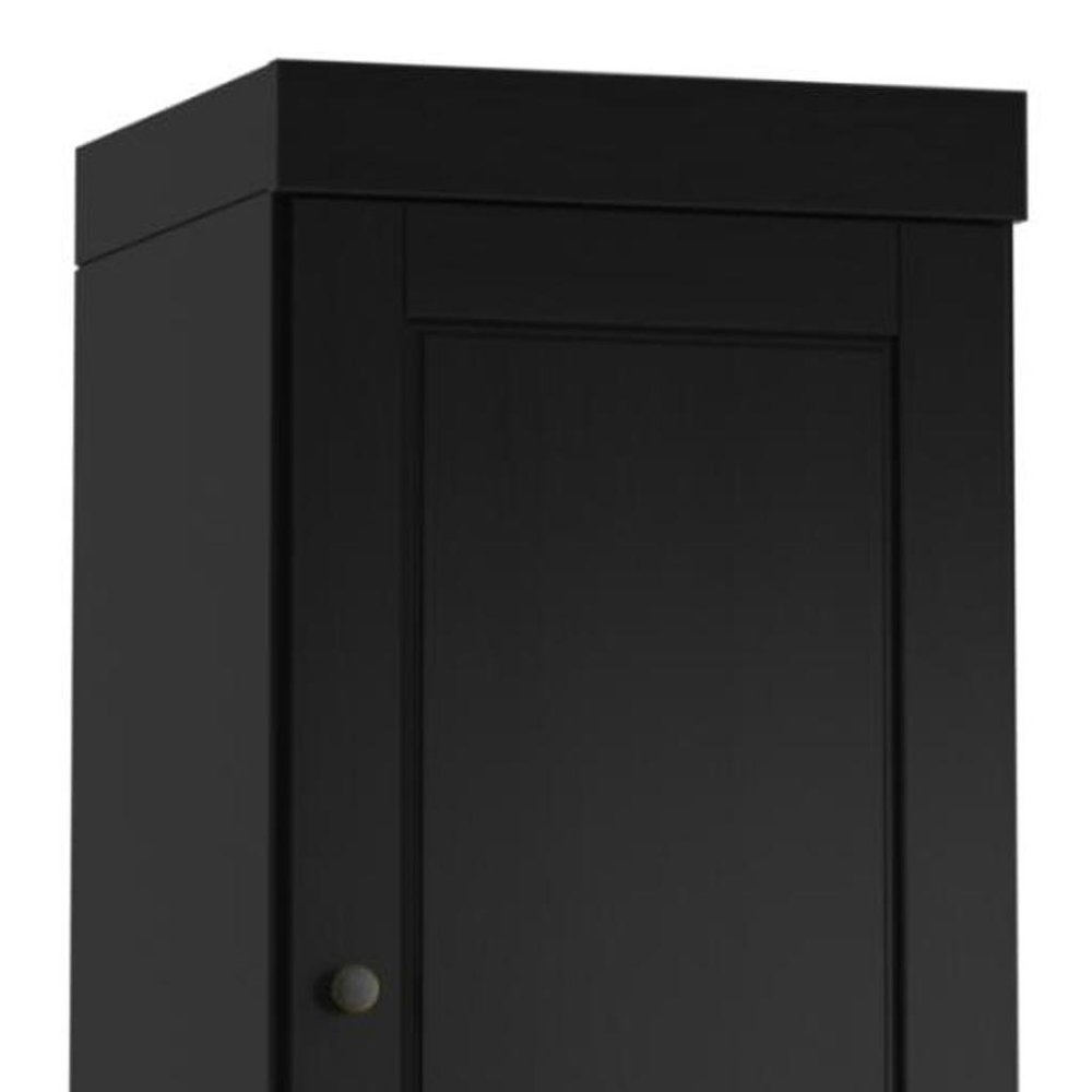 17" Black Solid Wood Double Door Linen Cabinet — view 2