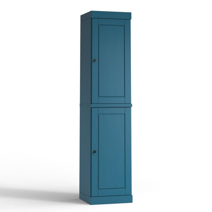 17" Teal Blue Solid Wood Double Door Linen Cabinet HomeRoots