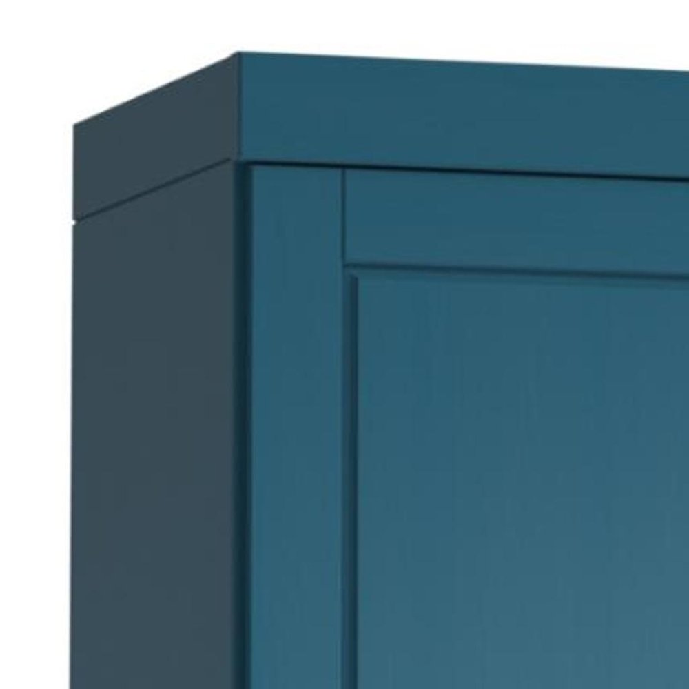 17" Teal Blue Solid Wood Double Door Linen Cabinet HomeRoots