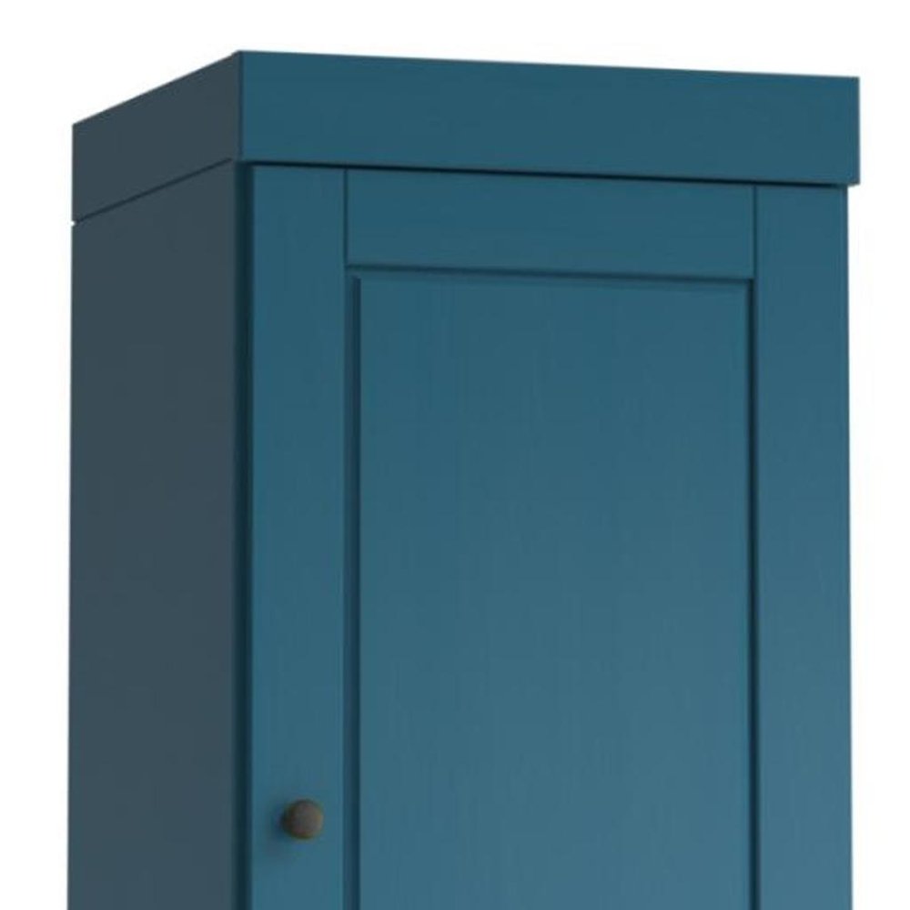 17" Teal Blue Solid Wood Double Door Linen Cabinet HomeRoots