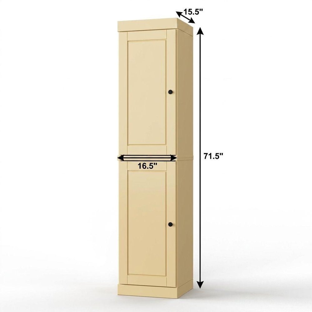 17" Yellow Solid Wood Double Door Linen Cabinet — view 4