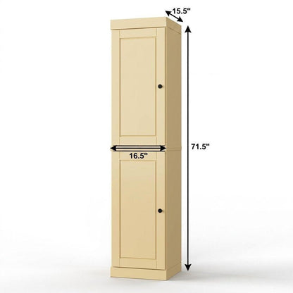17" Yellow Solid Wood Double Door Linen Cabinet HomeRoots