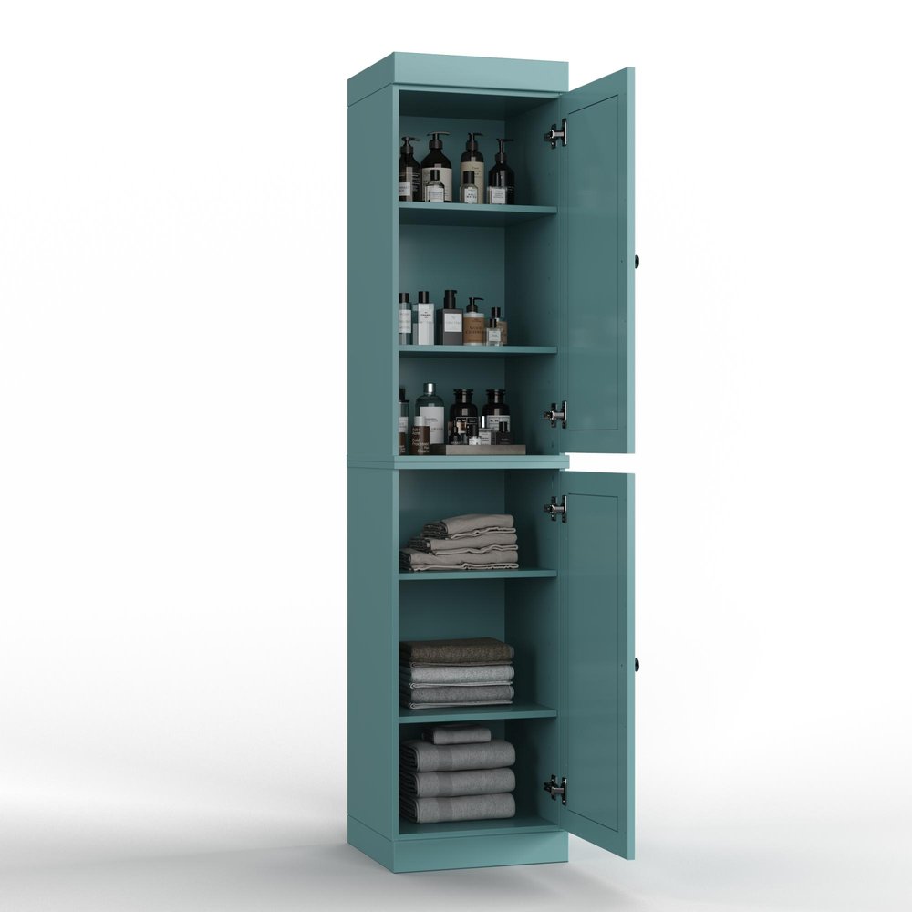 17" Aqua Solid Wood Double Door Linen Cabinet — view 2