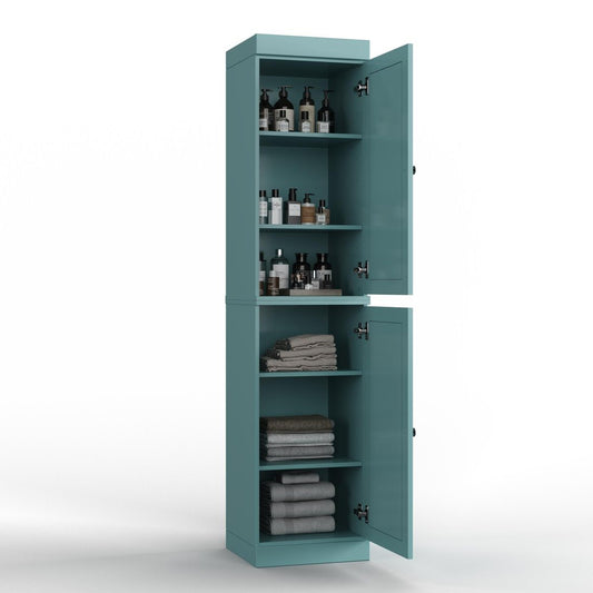 17" Aqua Solid Wood Double Door Linen Cabinet