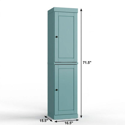 17" Aqua Solid Wood Double Door Linen Cabinet HomeRoots