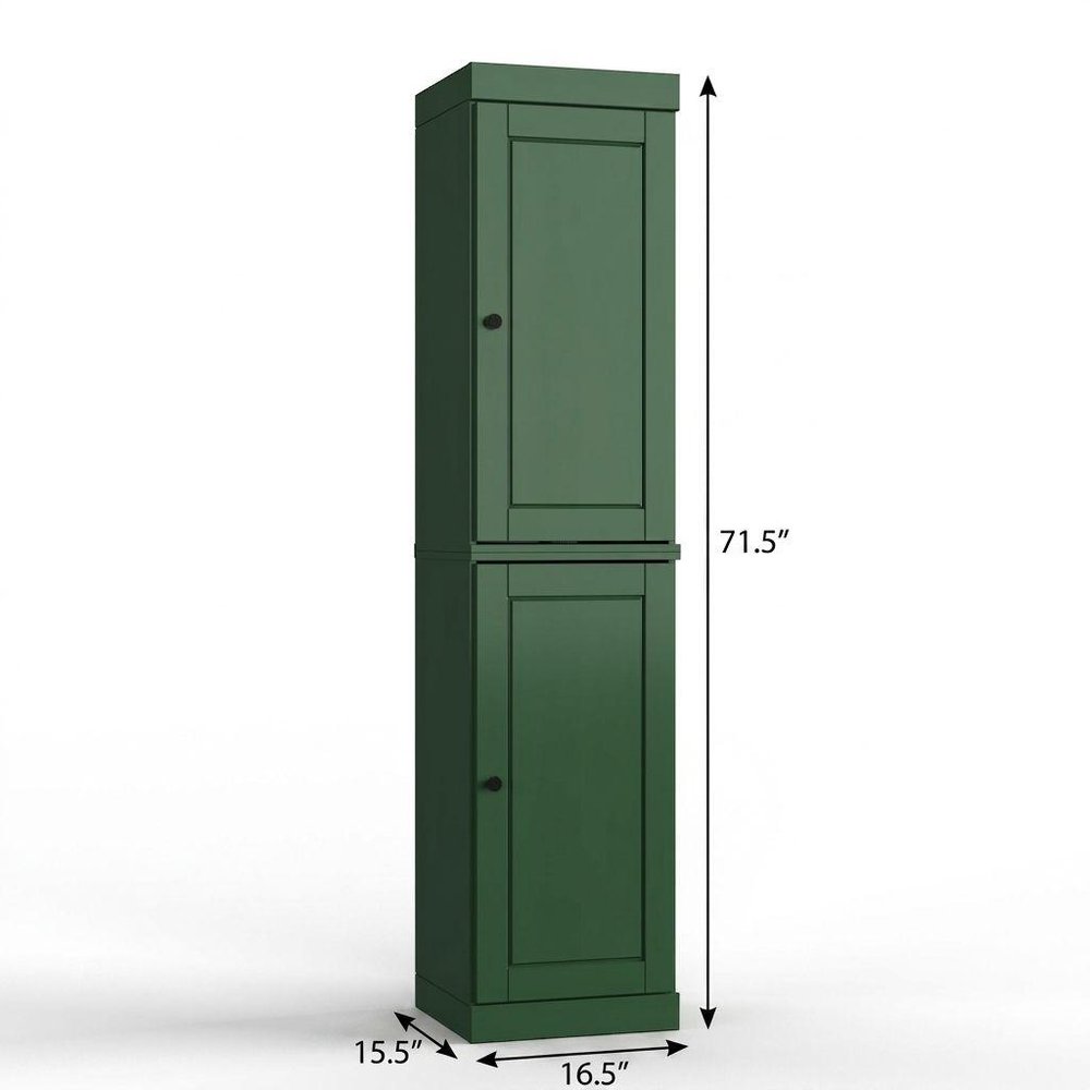 17" Green Solid Wood Double Door Linen Cabinet HomeRoots