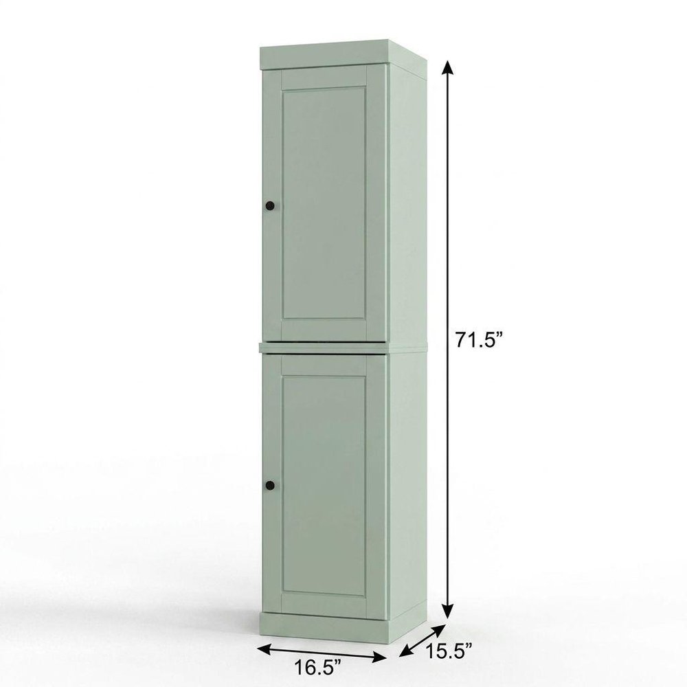 17" Sage Solid Wood Double Door Linen Cabinet HomeRoots