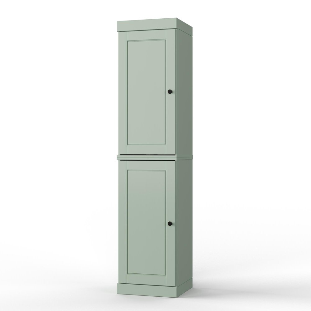 17" Sage Solid Wood Double Door Linen Cabinet — view 2