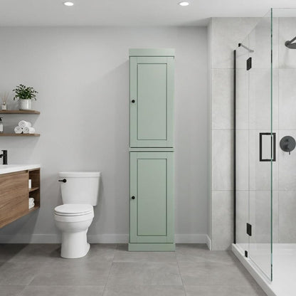 17" Sage Solid Wood Double Door Linen Cabinet