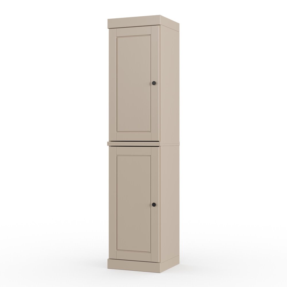 17" Beige Solid Wood Double Door Linen Cabinet HomeRoots