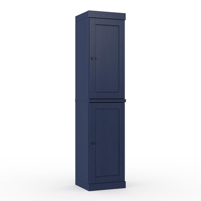 17" Navy Blue Solid Wood Double Door Linen Cabinet HomeRoots