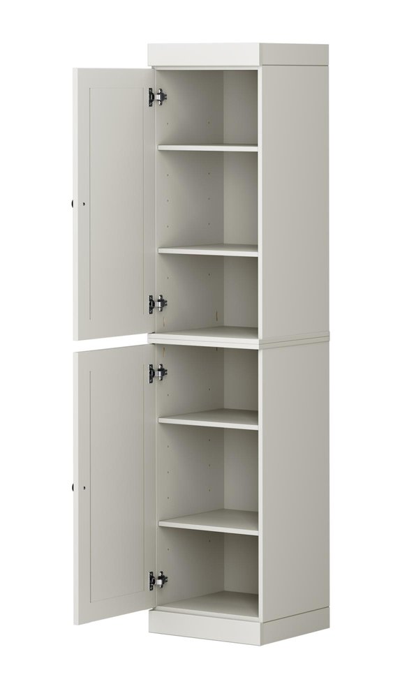 17" Off White Solid Wood Double Door Linen Cabinet — view 2
