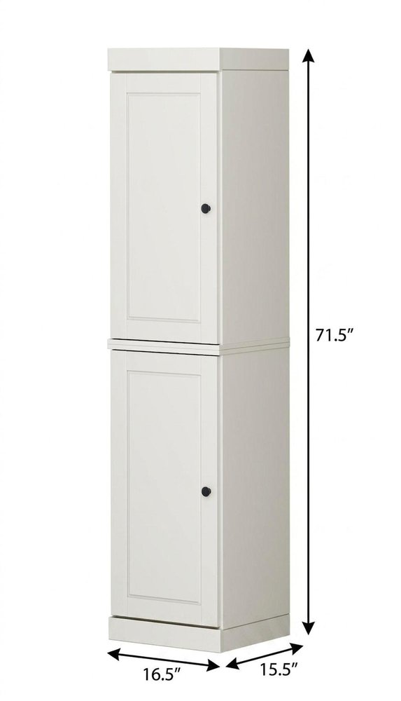 17" Off White Solid Wood Double Door Linen Cabinet HomeRoots