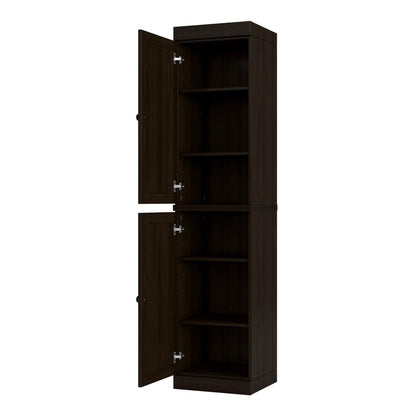 17" Espresso Solid Wood Double Door Linen Cabinet