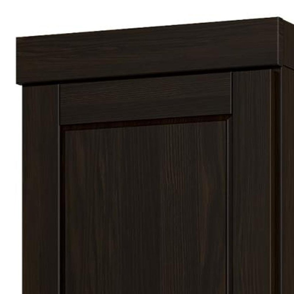 17" Espresso Solid Wood Double Door Linen Cabinet HomeRoots
