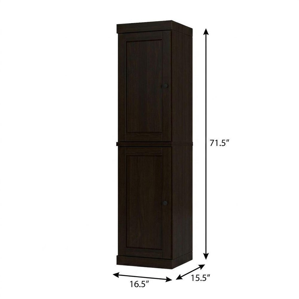 17" Espresso Solid Wood Double Door Linen Cabinet