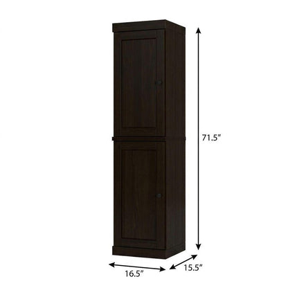 17" Espresso Solid Wood Double Door Linen Cabinet