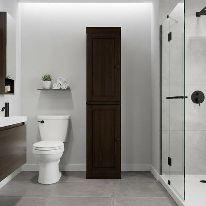 17" Espresso Solid Wood Double Door Linen Cabinet HomeRoots