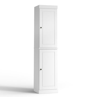 17" White Solid Wood Double Door Linen Cabinet HomeRoots
