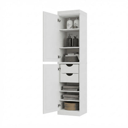 17" White Solid Wood Double Door Linen Cabinet HomeRoots