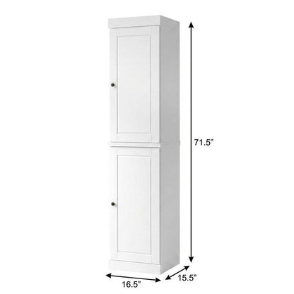 17" White Solid Wood Double Door Linen Cabinet HomeRoots