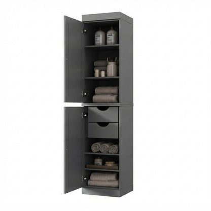 17" Gray Solid Wood Double Door Linen Cabinet HomeRoots
