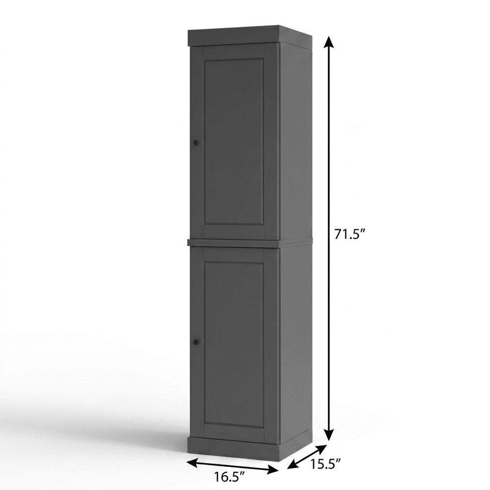 17" Gray Solid Wood Double Door Linen Cabinet HomeRoots