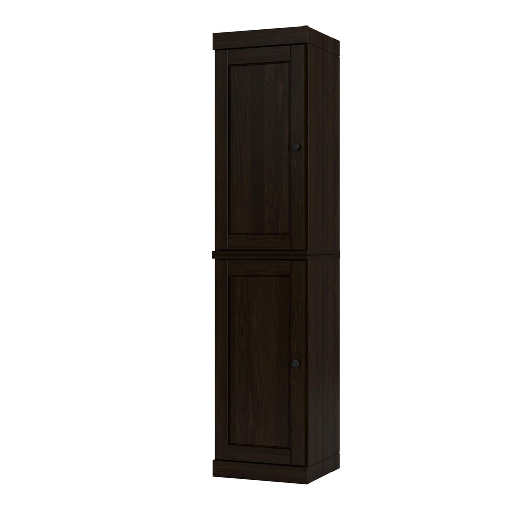 17" Black Solid Wood Double Door Linen Cabinet HomeRoots