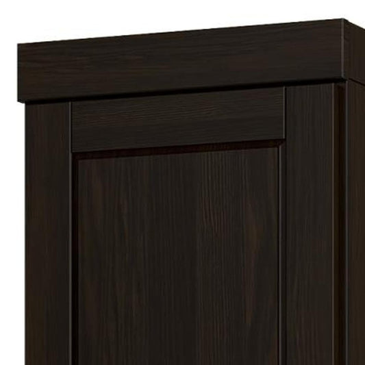 17" Black Solid Wood Double Door Linen Cabinet