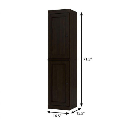 17" Black Solid Wood Double Door Linen Cabinet HomeRoots