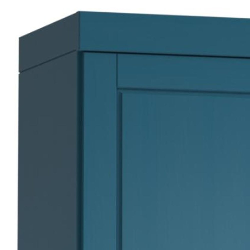 17" Teal Blue Solid Wood Double Door Linen Cabinet HomeRoots