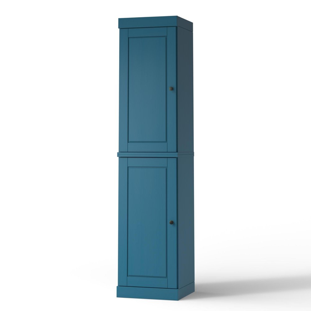 17" Teal Blue Solid Wood Double Door Linen Cabinet — view 6