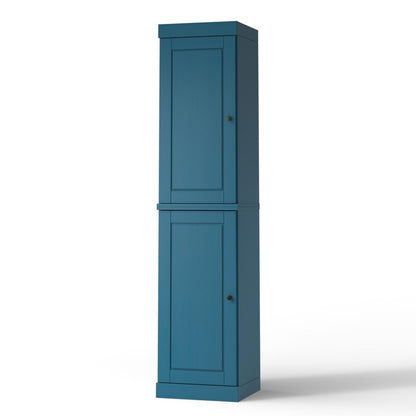 17" Teal Blue Solid Wood Double Door Linen Cabinet