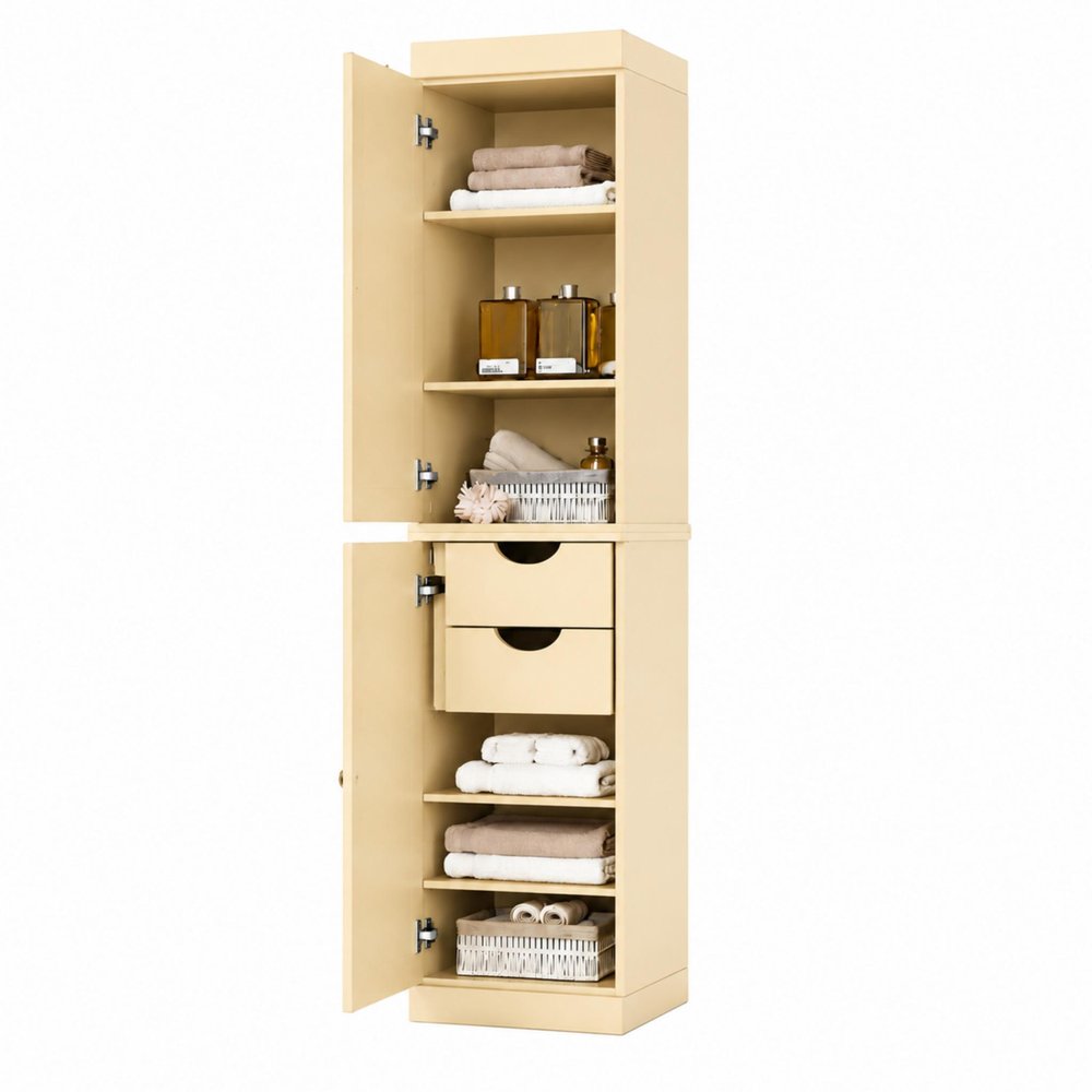 17" Yellow Solid Wood Double Door Linen Cabinet — view 5