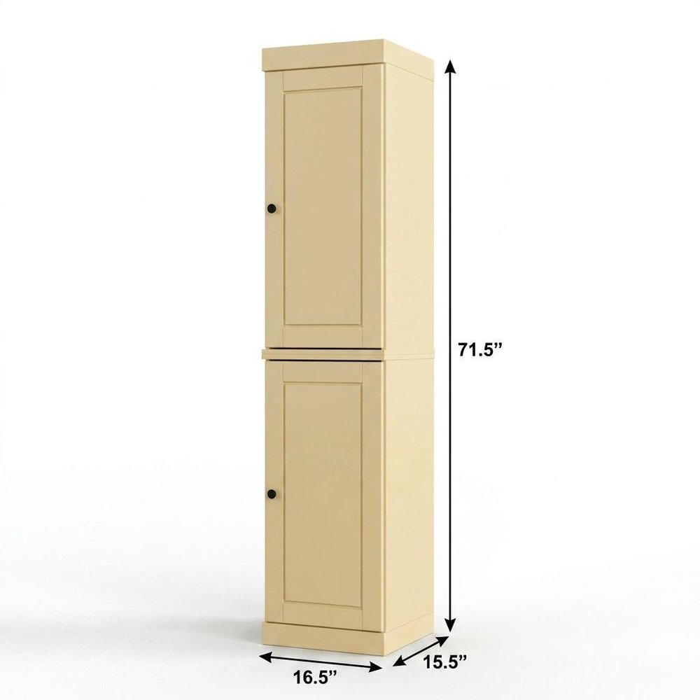 17" Yellow Solid Wood Double Door Linen Cabinet — view 4