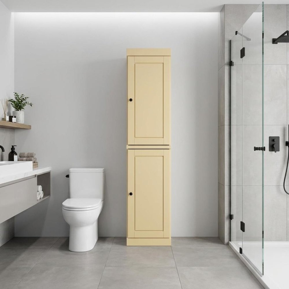 17" Yellow Solid Wood Double Door Linen Cabinet — view 6