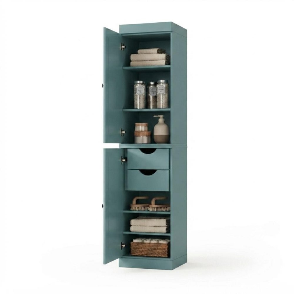 17" Aqua Solid Wood Double Door Linen Cabinet — view 4