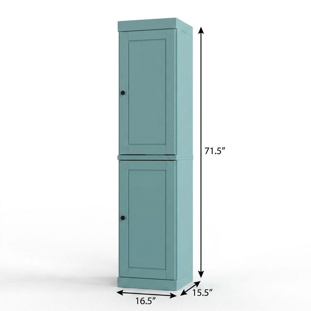 17" Aqua Solid Wood Double Door Linen Cabinet — view 3