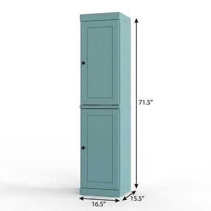 17" Aqua Solid Wood Double Door Linen Cabinet HomeRoots