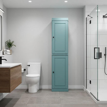 17" Aqua Solid Wood Double Door Linen Cabinet HomeRoots