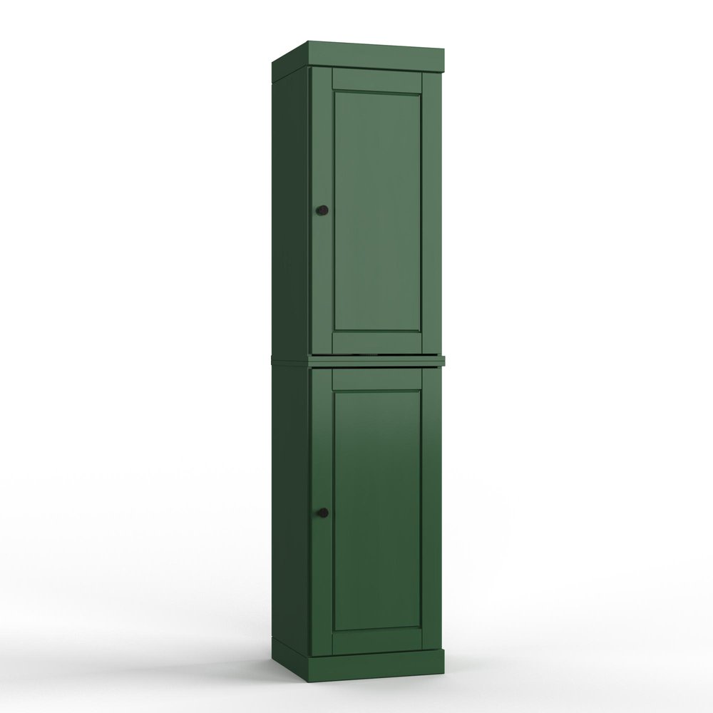 17" Green Solid Wood Double Door Linen Cabinet HomeRoots